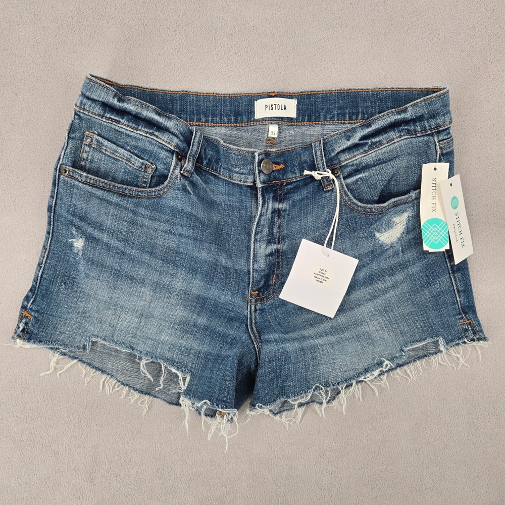 Pistola Womens NWT 31 Eliana Fray Hem Short Prism Distressed Denim Cutoff